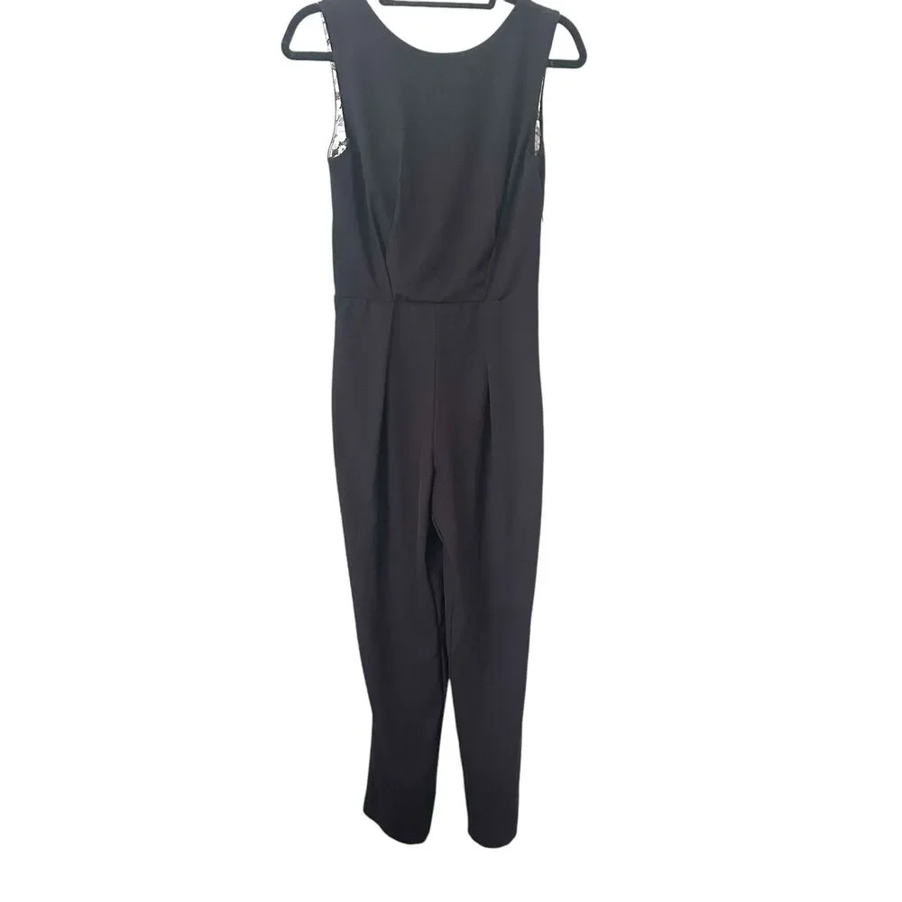 RED SAKS FIFTH AVENUE Lace Detailed Pleated Jumpsuit‎ Black Small